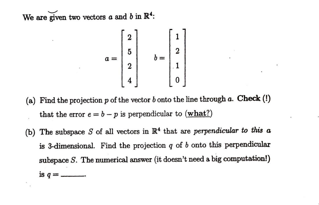 Solved We Are Given Two Vectors A And B In R4 : | Chegg.com