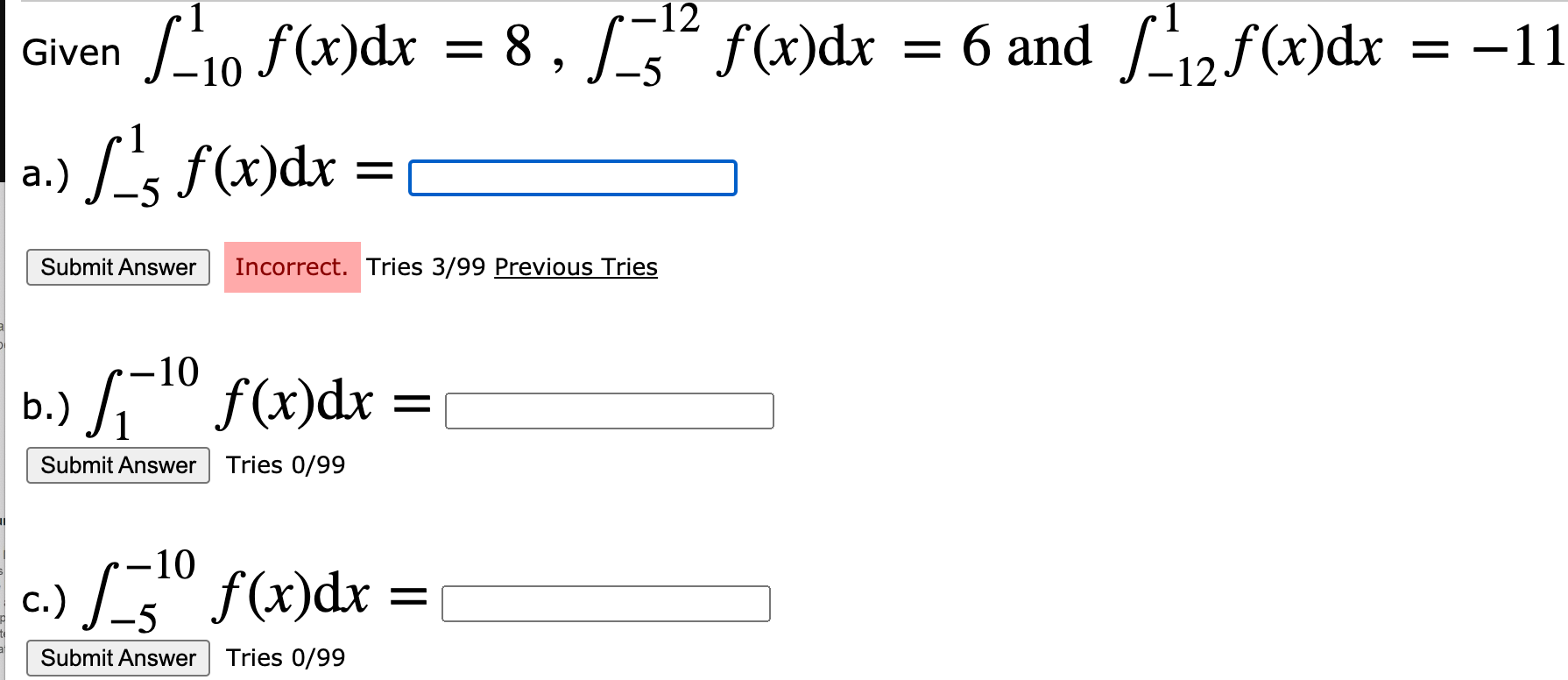 Solved Given 10 F X Dx 8 45 F X Dx 6 And 12 F X Chegg Com