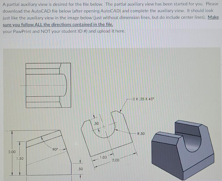 Solved A partial auxiliary view is desired for the file | Chegg.com