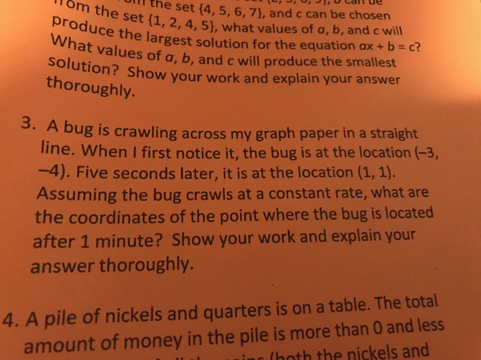 Solved I need help on #3. A bug is crawling across my graph | Chegg.com