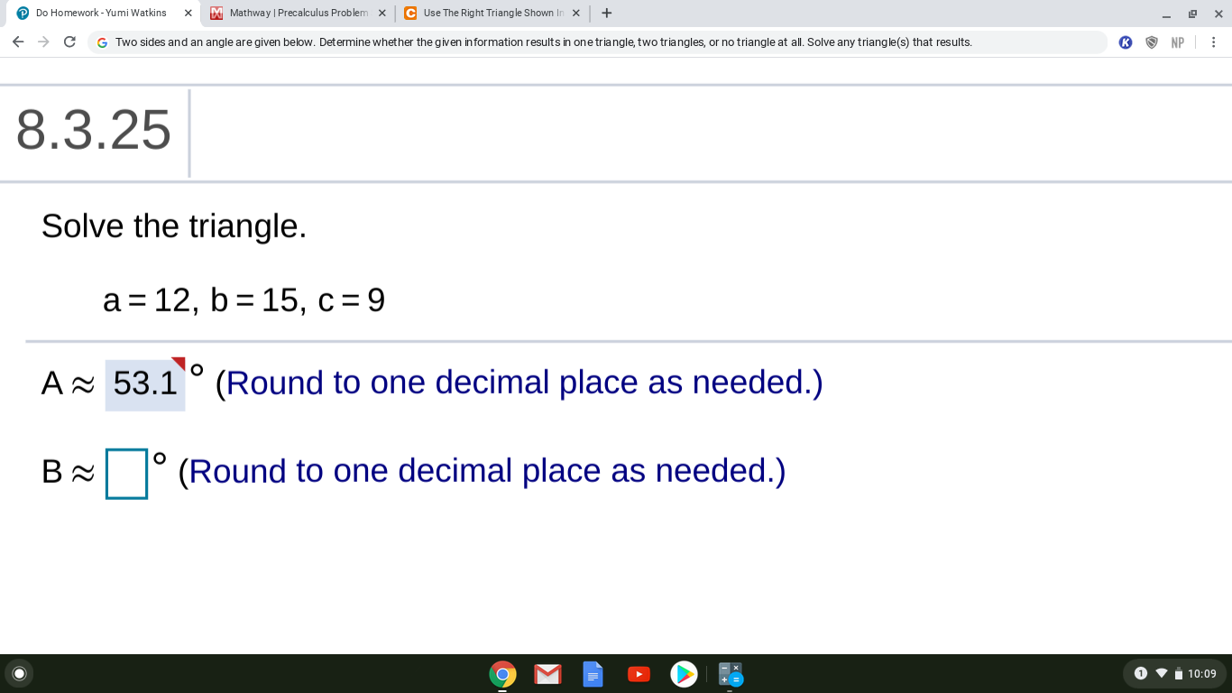 Solved Do Homework - Yumi Watkins х M Mathway | Precalculus | Chegg.com
