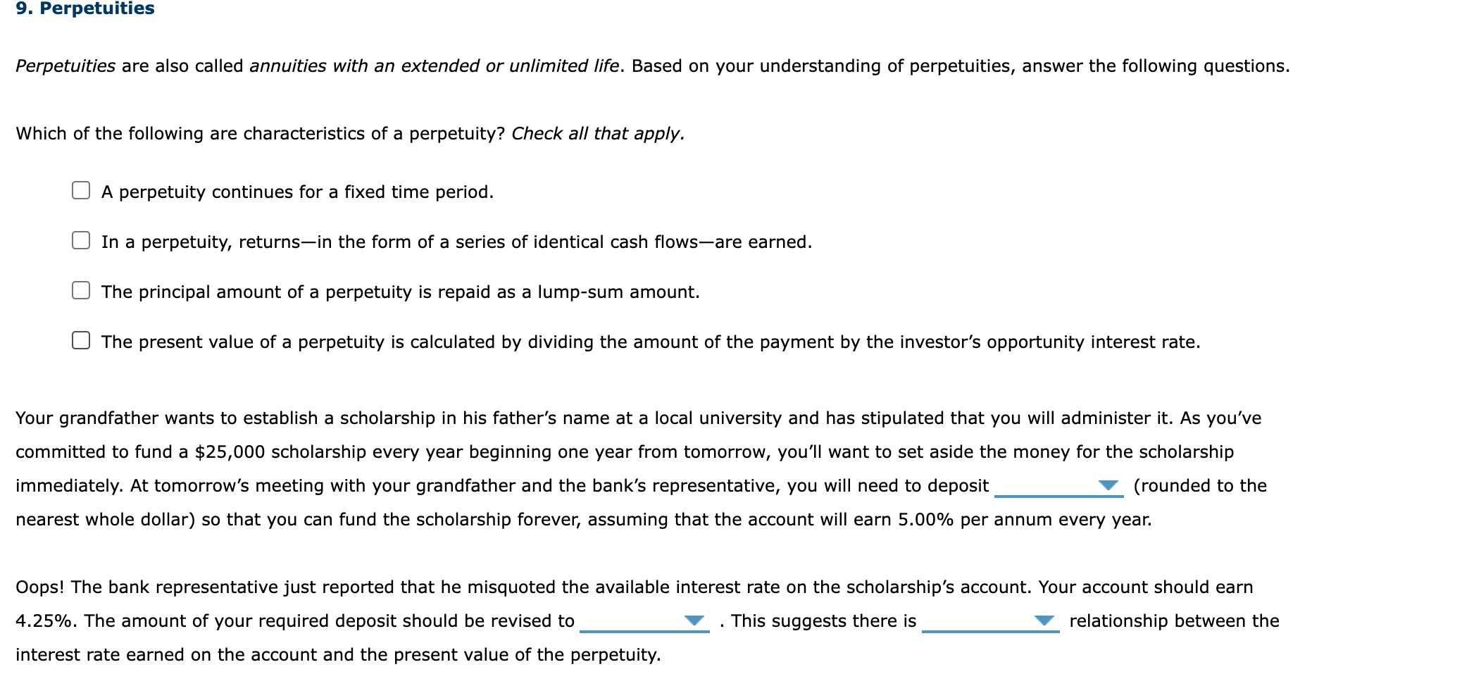 Solved 9. Perpetuities Perpetuities are also called | Chegg.com