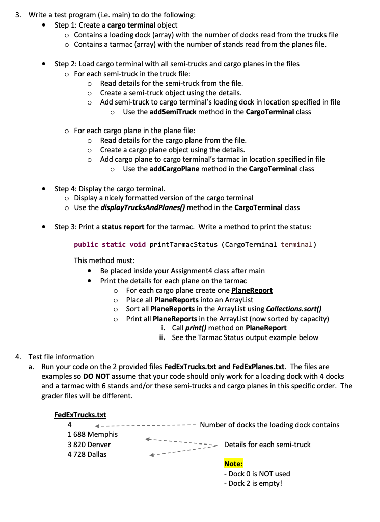 Solved . 3. Write a test program (i.e. main) to do the | Chegg.com