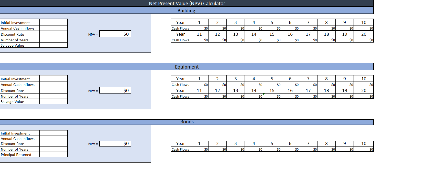 net present value calculator