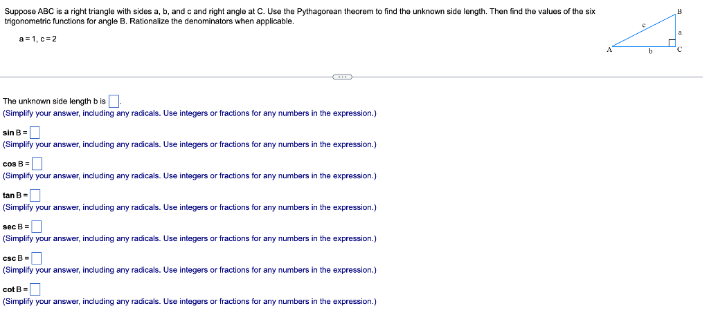 Solved Suppose ABC is a right triangle with sides a b and