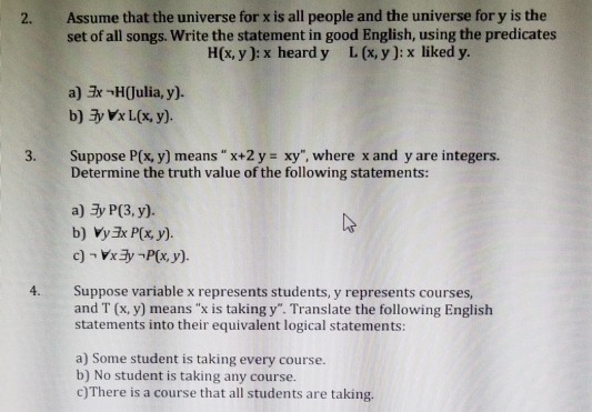 Solved Assume that the universe for x is all people and the | Chegg.com