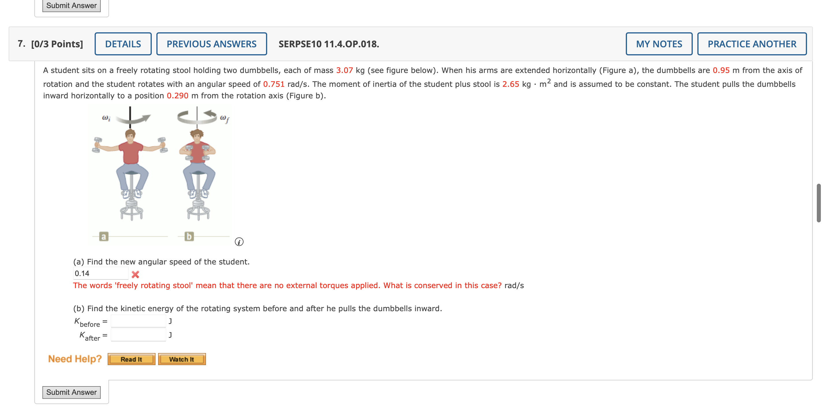 Solved inward horizontally to a position 0.290 m from the | Chegg.com