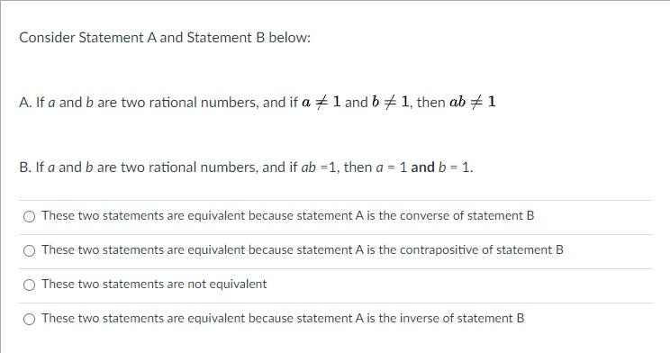 Solved Consider Statement A And Statement B Below: A. If A | Chegg.com