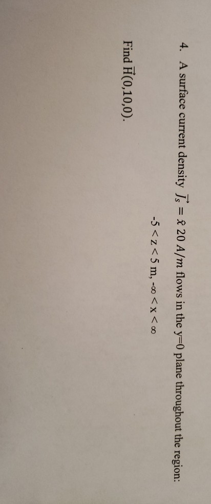 4 A Surface Current Density Js I A M Flows In Chegg Com