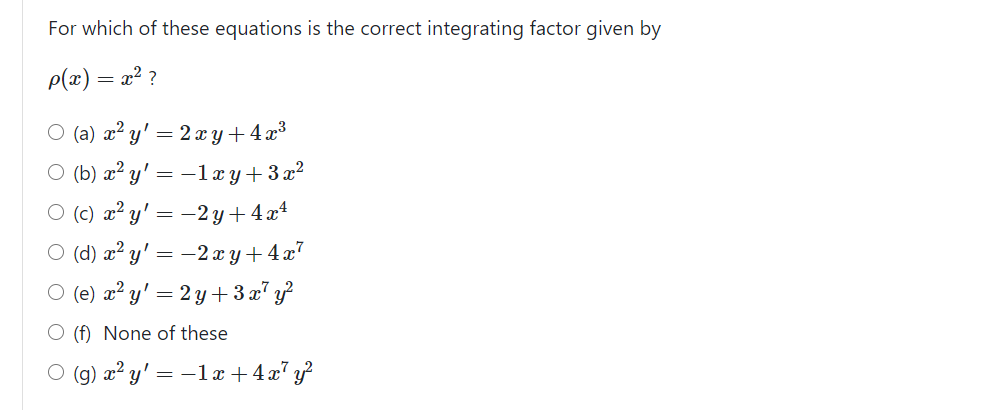 Solved For Which Of These Equations Is The Correct Integr Chegg Com