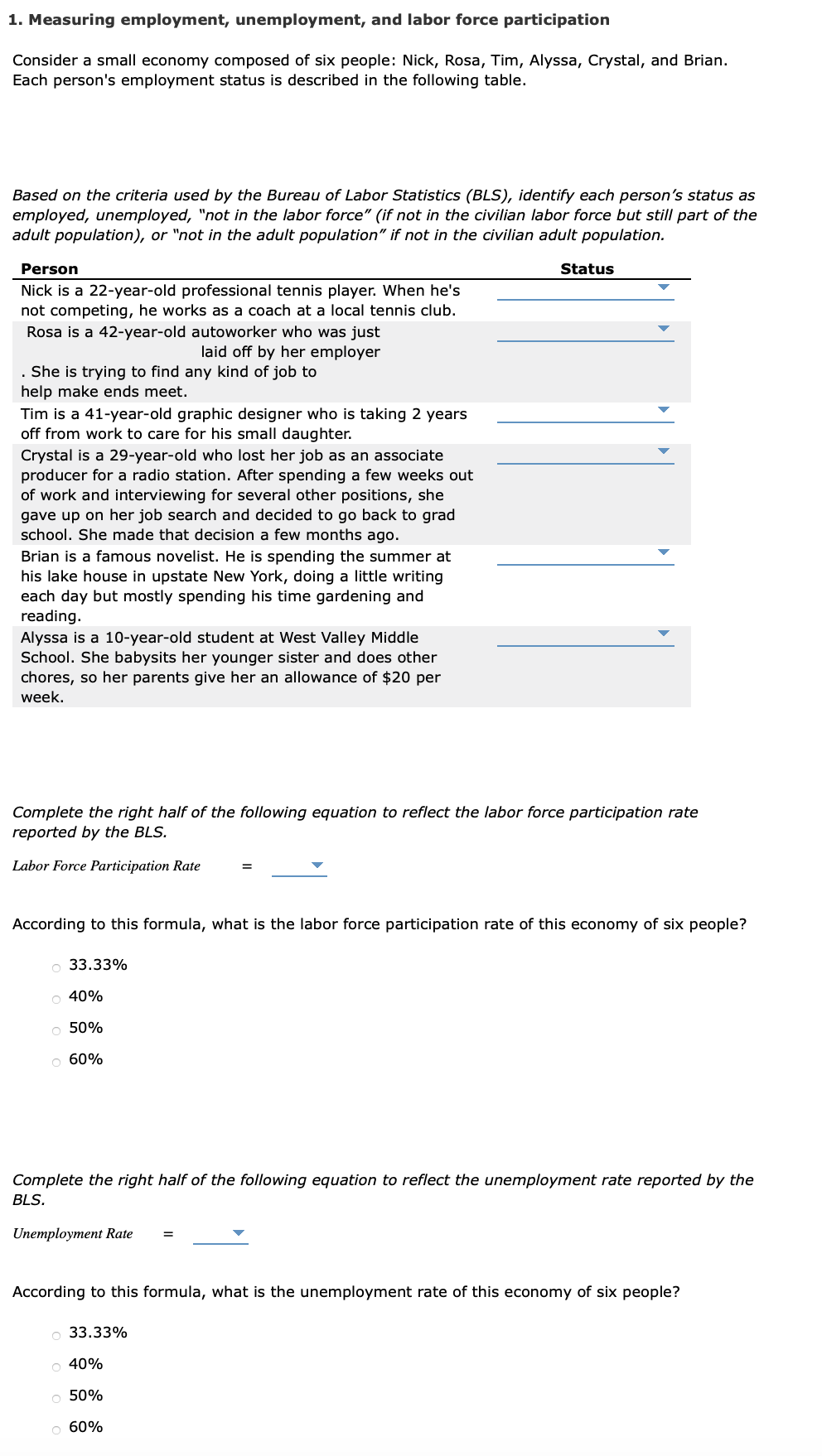 Solved 1. Measuring Employment, Unemployment, And Labor | Chegg.com