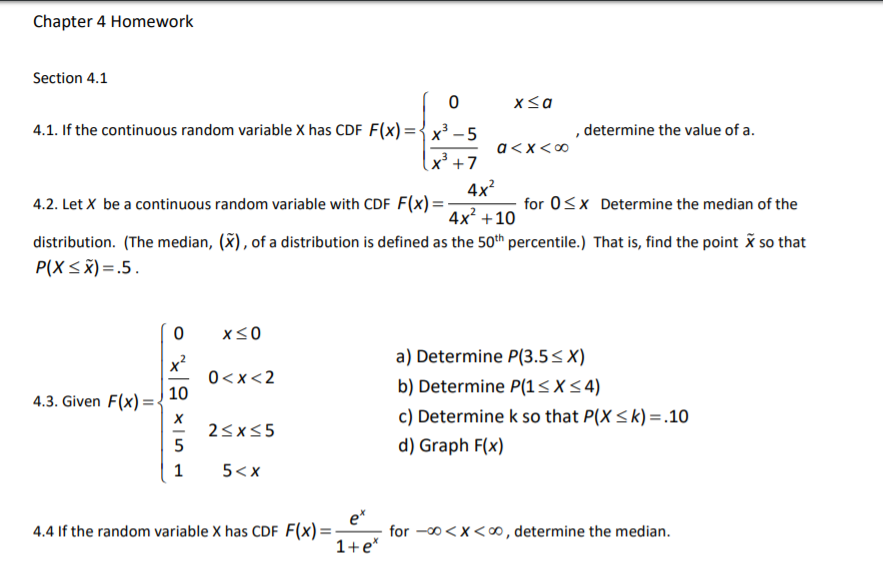 Solved Chapter 4 Homework Section 4.1 0 4.1. If the | Chegg.com