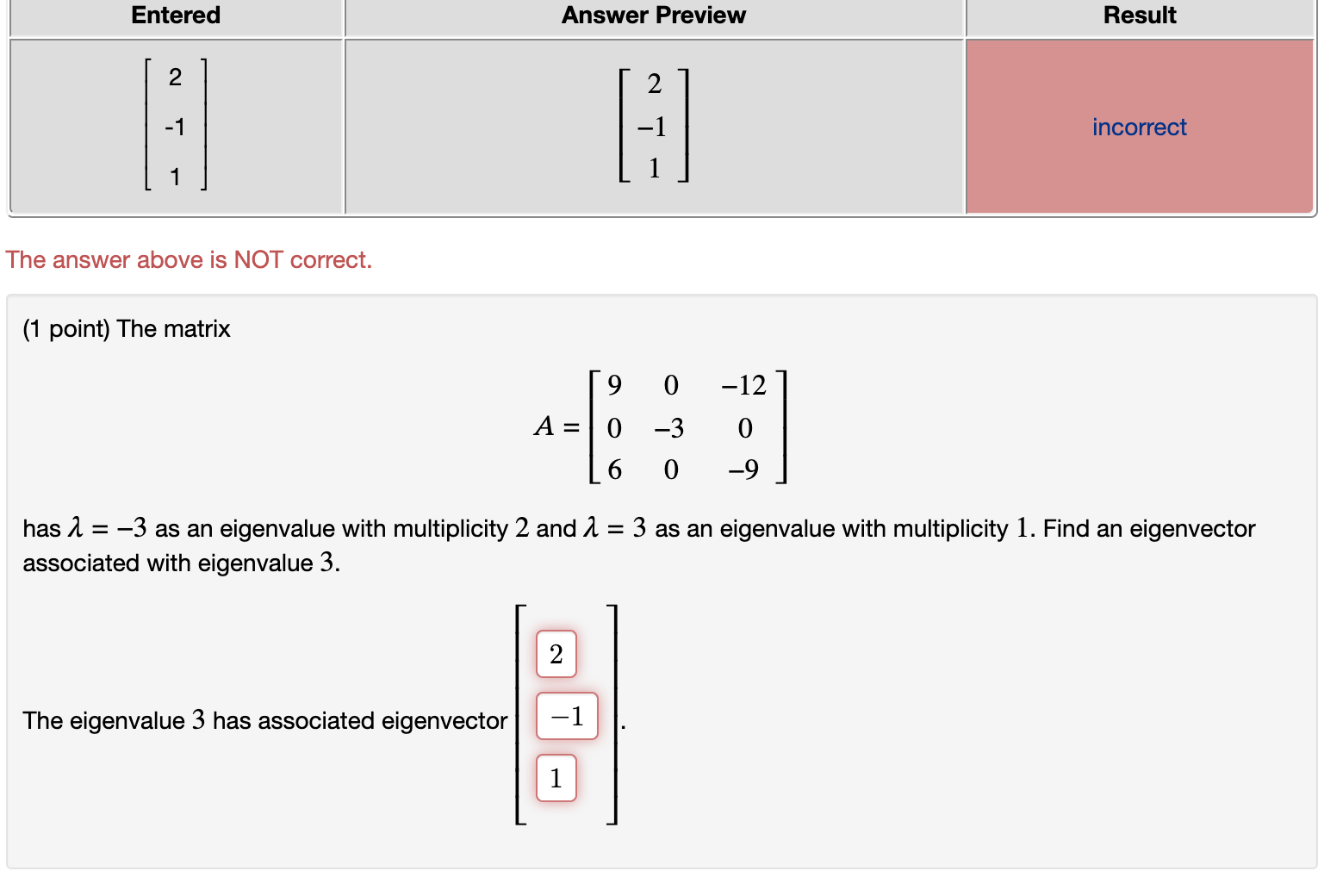 Solved 1 Point Find The Eigenvalues λ1 7574