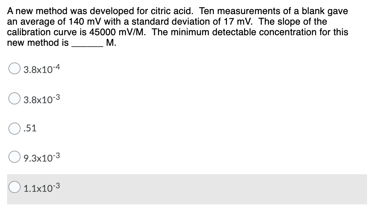 Solved A New Method Was Developed For Citric Acid. Ten | Chegg.com