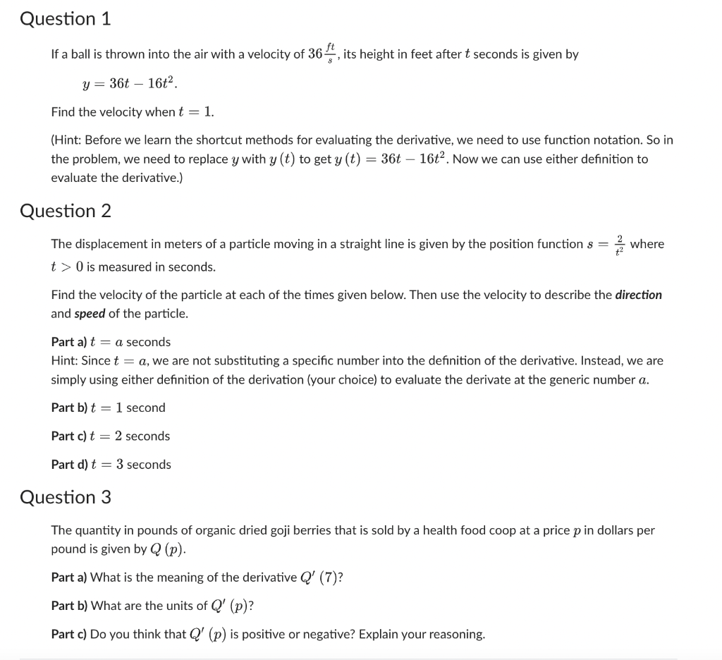 Solved If a ball is thrown into the air with a velocity of