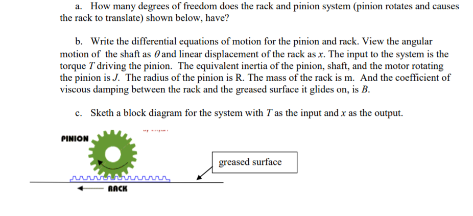 a. How many degrees of freedom does the rack and | Chegg.com