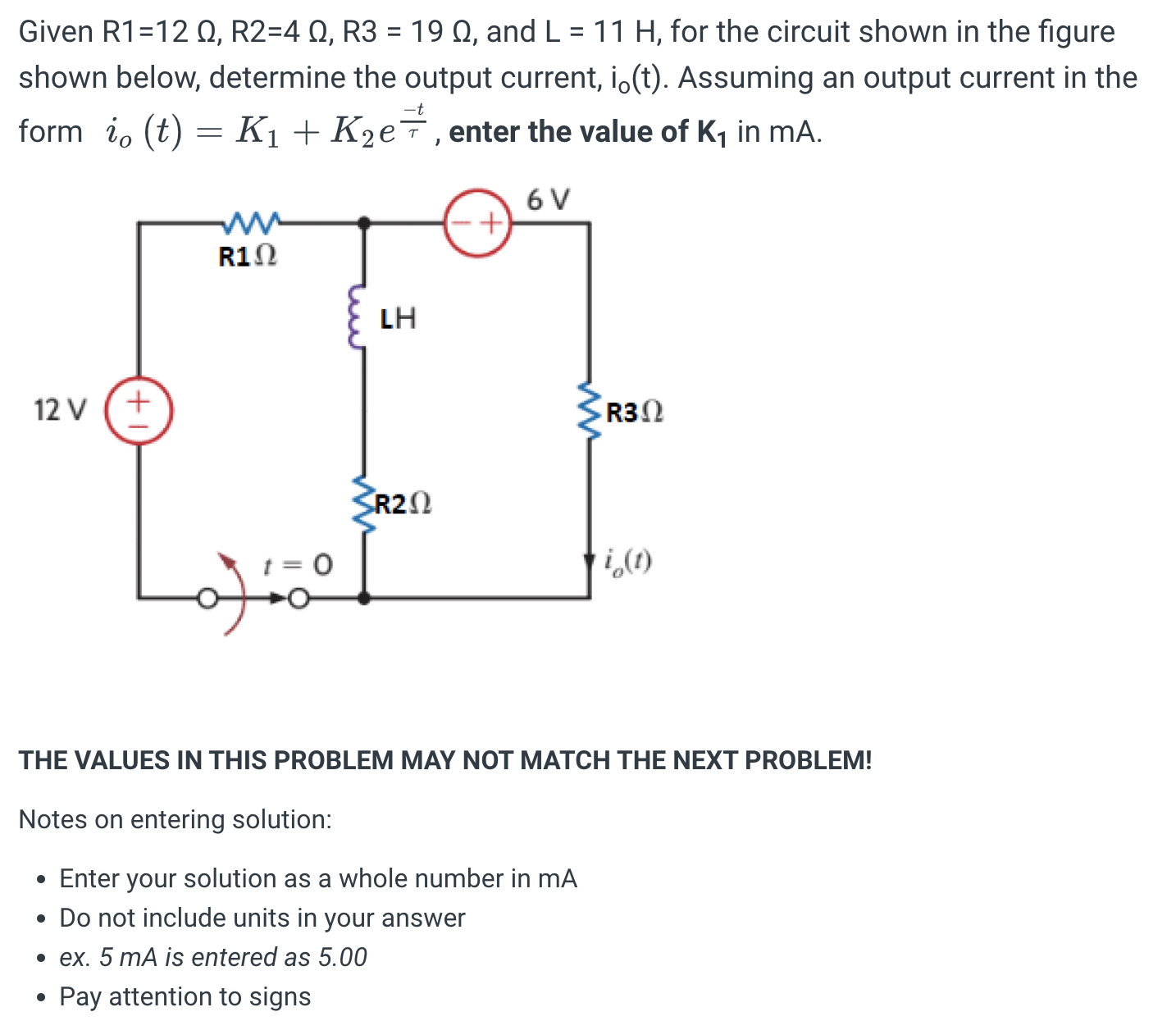 Solved Given R1=12Ω,R2=4Ω,R3=19Ω, and L=11H, for the circuit | Chegg.com