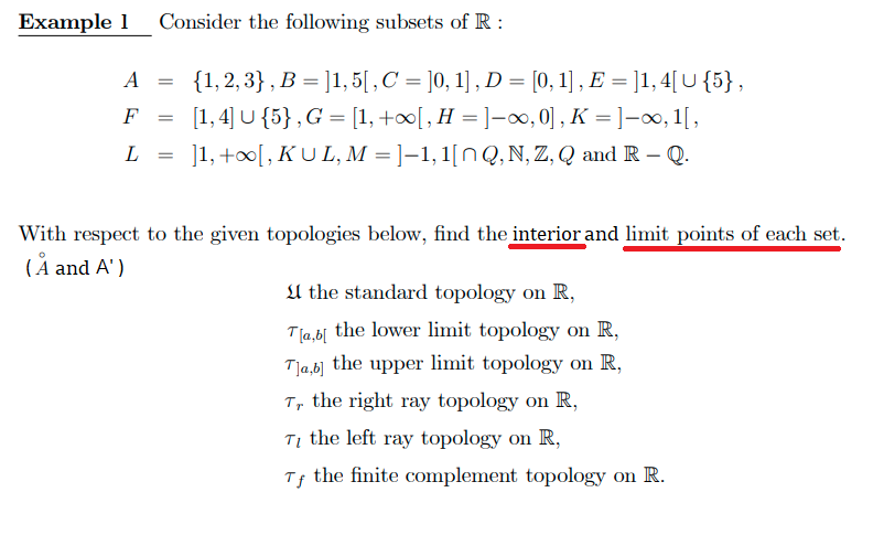 Solved Example 1 Consider The Following Subsets Of R A F Chegg Com