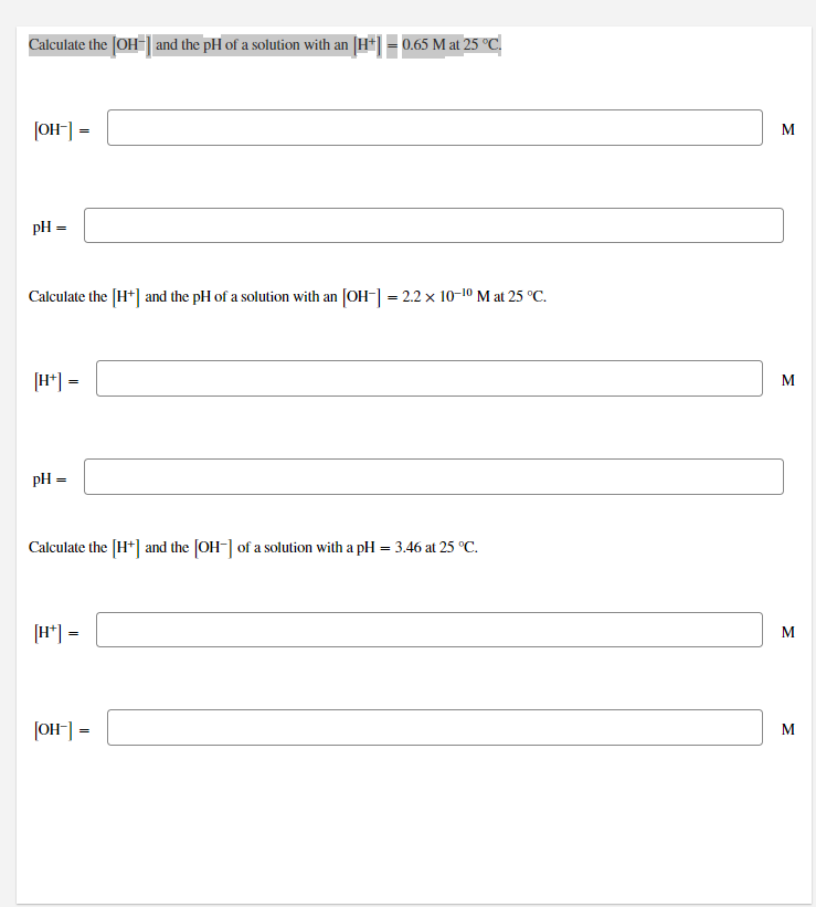 the ph of a solution is 5.330 find oh