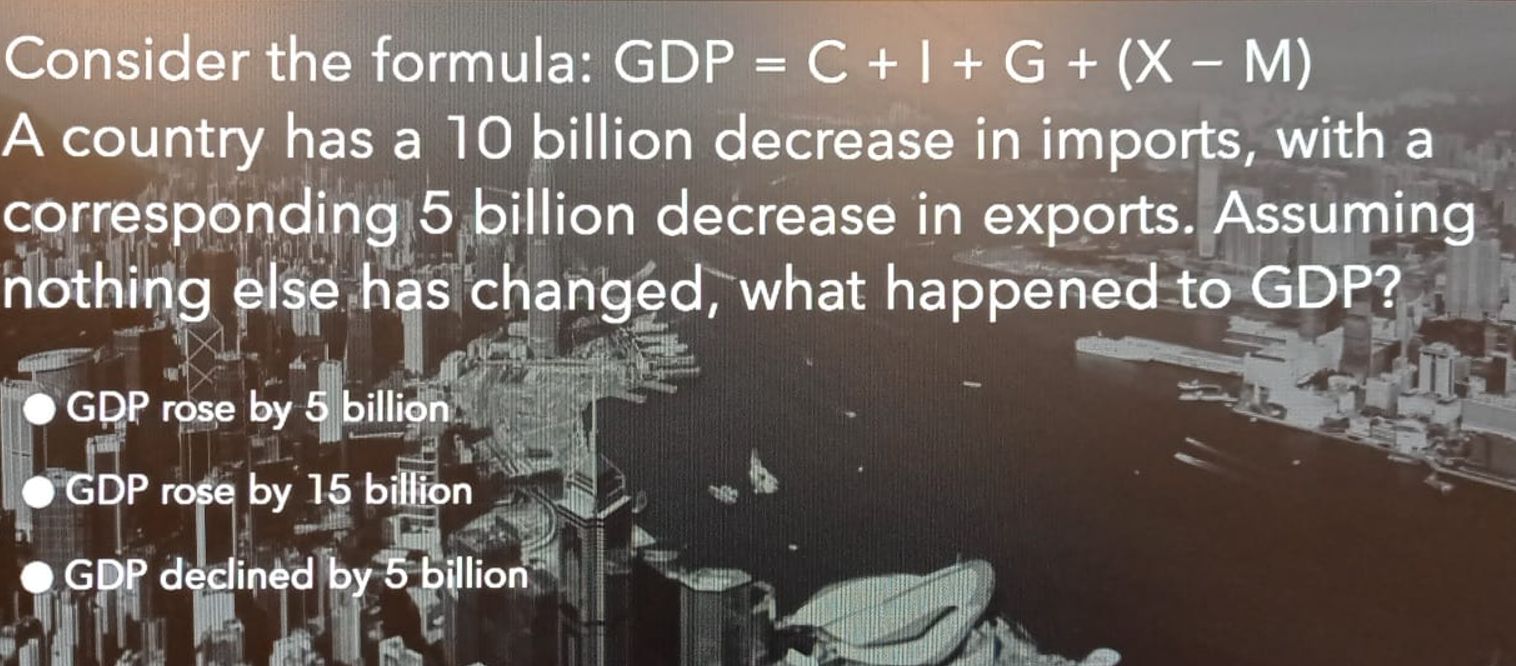 Solved Consider The Formula: GDP =C+I+G+(x-M)A Country Has A | Chegg.com