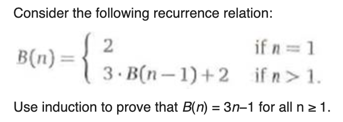 Solved Consider The Following Recurrence Relation: B(n) { 2 | Chegg.com