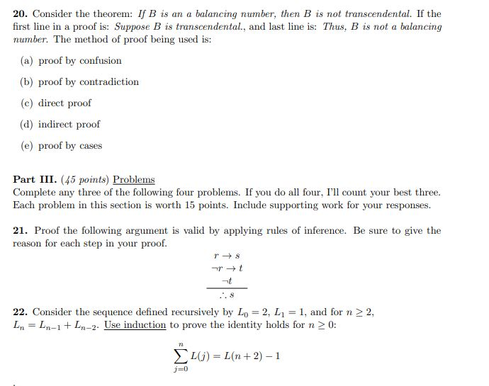 Solved 20. Consider The Theorem: If B Is An A Balancing | Chegg.com