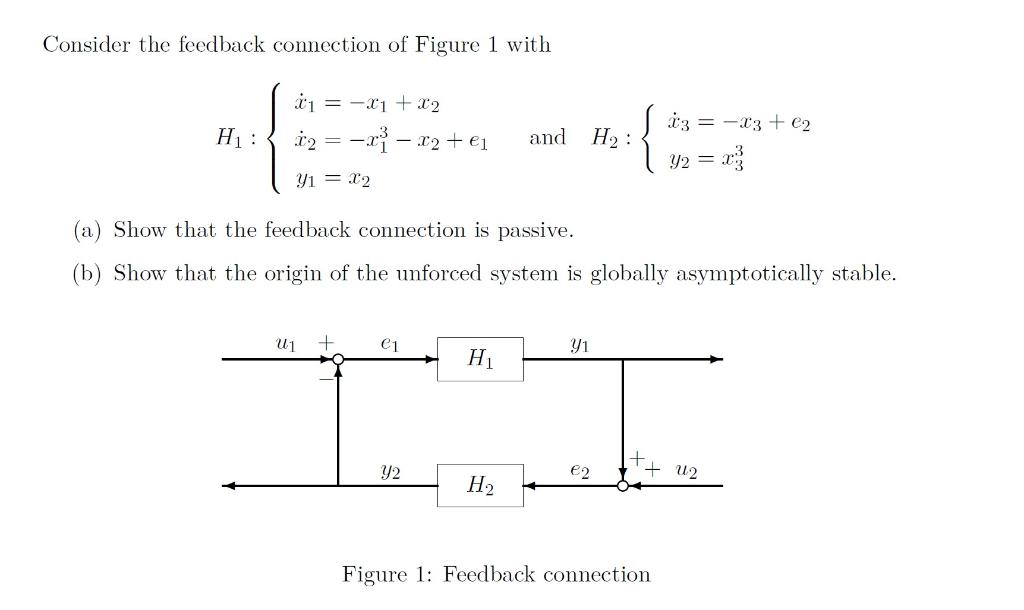 Solved Consider the feedback connection of Figure 1 with | Chegg.com