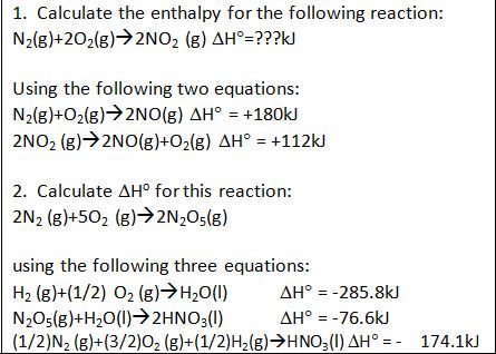 Solved 1. Calculate the enthalpy for the following reaction: | Chegg.com