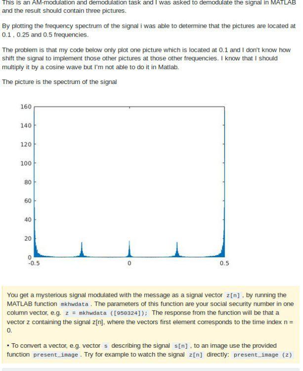 Solved This is an AM-modulation and demodulation task and I | Chegg.com