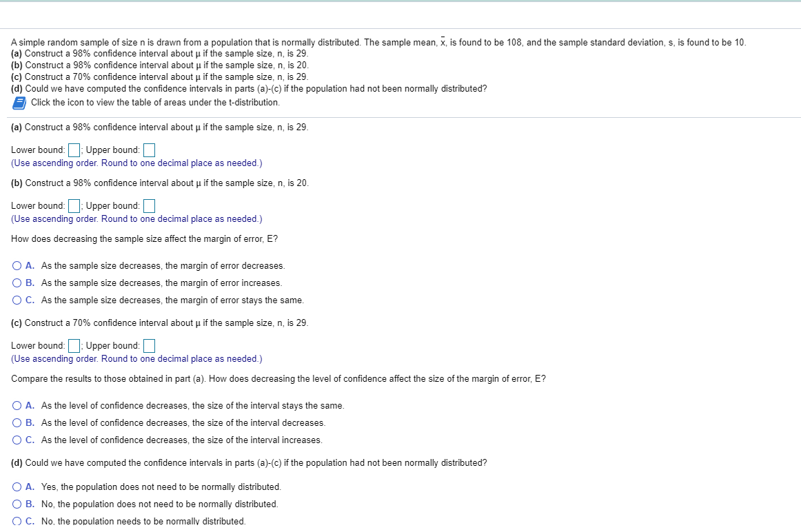 Solved A simple random sample of size n is drawn from a | Chegg.com