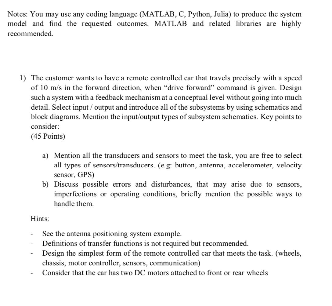 Notes: You may use any coding language (MATLAB, ﻿C, | Chegg.com