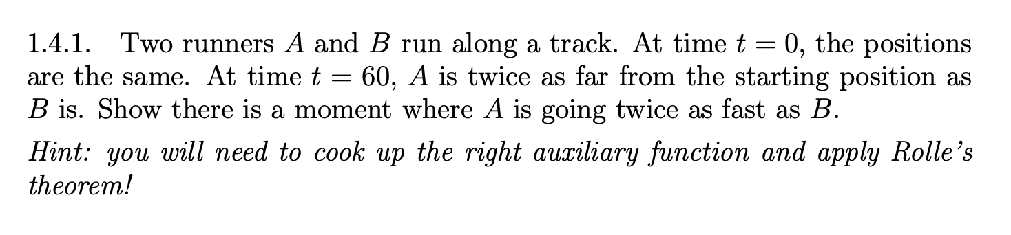 Solved 1.4.1. Two Runners A And B Run Along A Track. At Time | Chegg.com