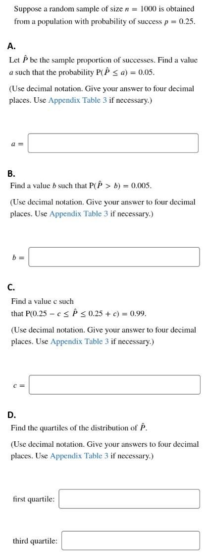 Solved Suppose A Random Sample Of Size N 1000 Is Obtain Chegg Com