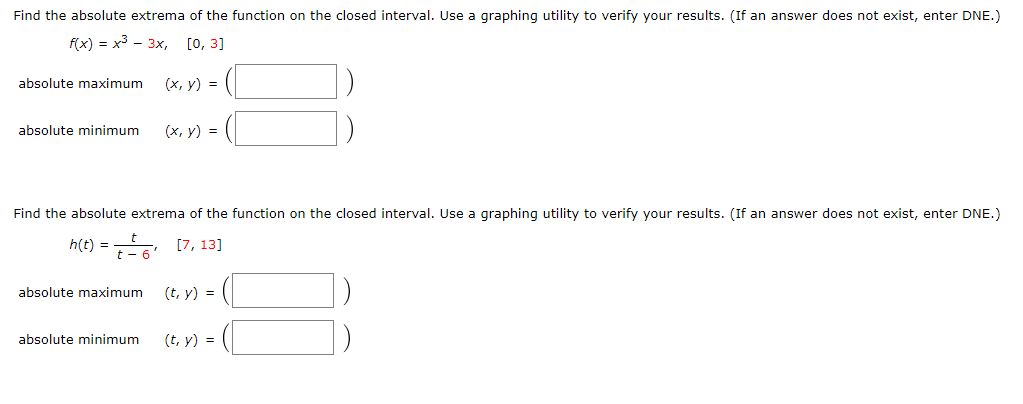 Solved Find the absolute extrema of the function on the | Chegg.com