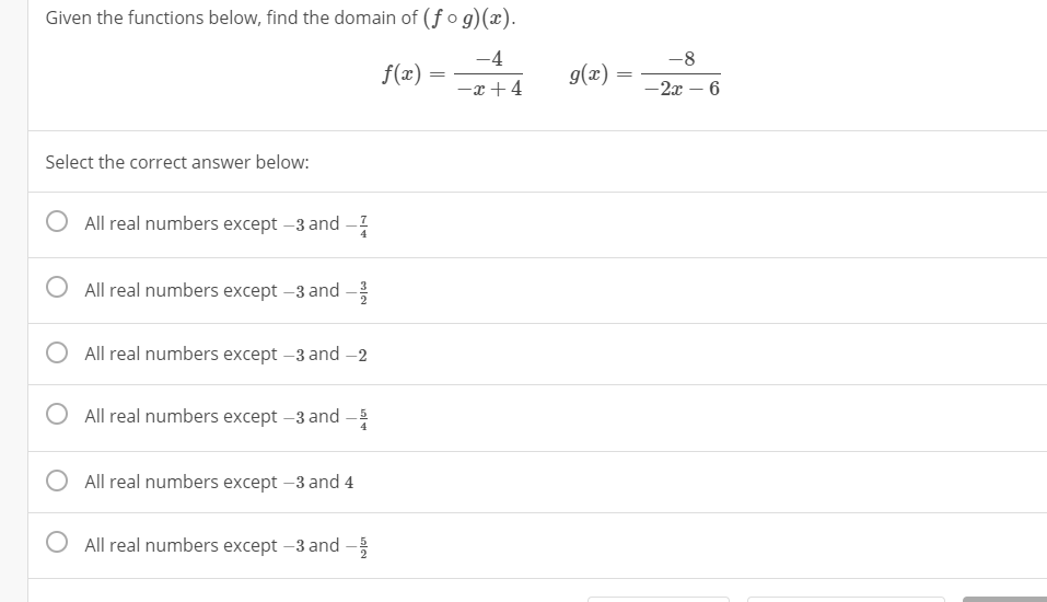 Solved Given The Functions Below Find The Domain Of 1590