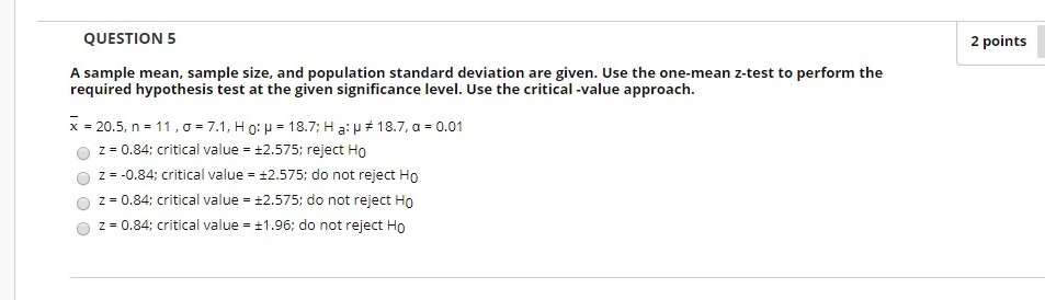 Solved QUESTION 3 2 points A sample mean, sample size, and | Chegg.com