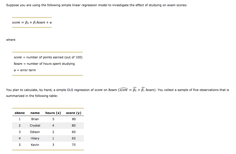 Solved Suppose you are using the following simple linear | Chegg.com