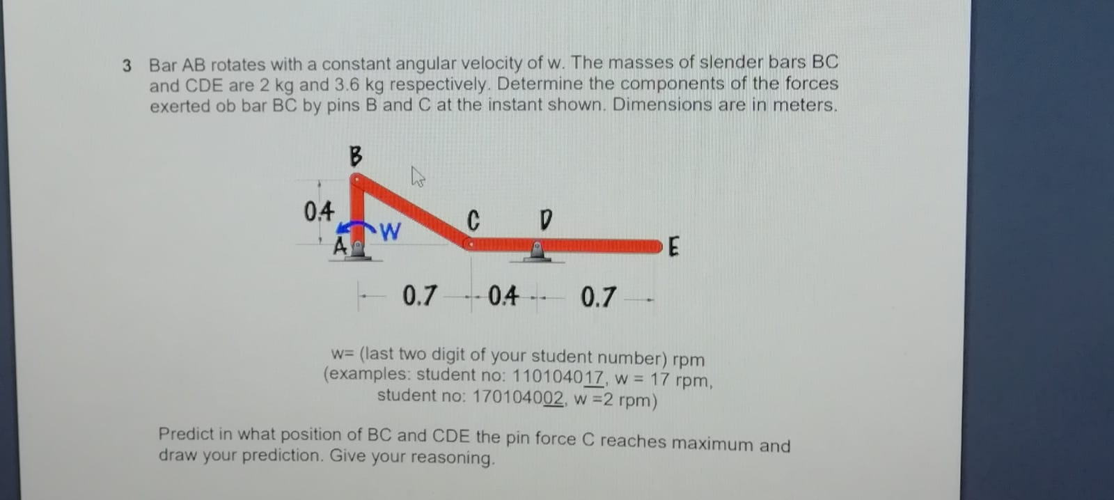 Solved 3 Bar AB Rotates With A Constant Angular Velocity Of | Chegg.com