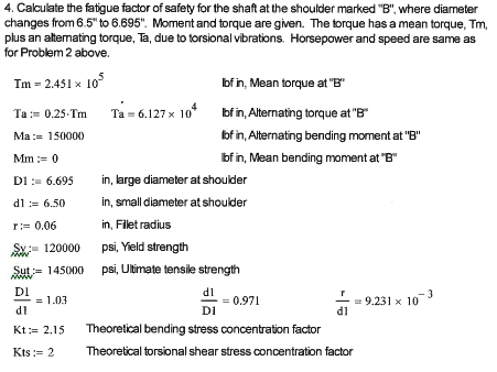 Solved 4. Calculate the fatigue factor of safety for the | Chegg.com