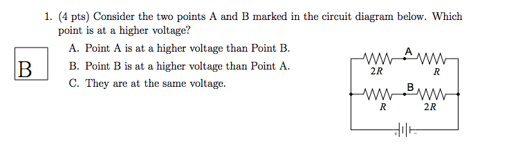 Solved 1. (4 pts) Consider the two points A and B marked in | Chegg.com