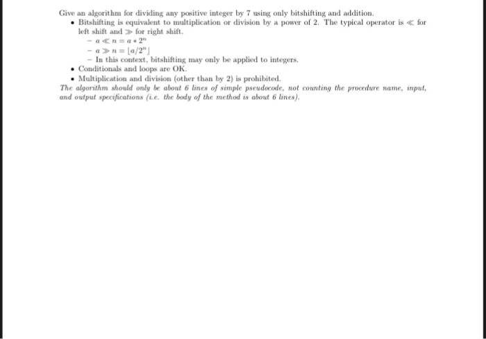 Solved Give an algorithm for dividing any positive integer | Chegg.com