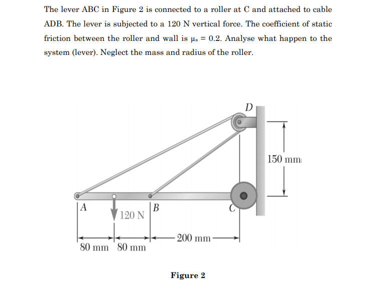 Solved The Lever ABC In Figure 2 Is Connected To A Roller At | Chegg.com