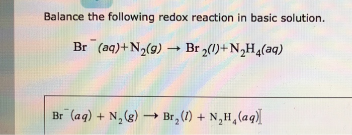 Solved Balance The Following Redox Reaction In Basic | Chegg.com