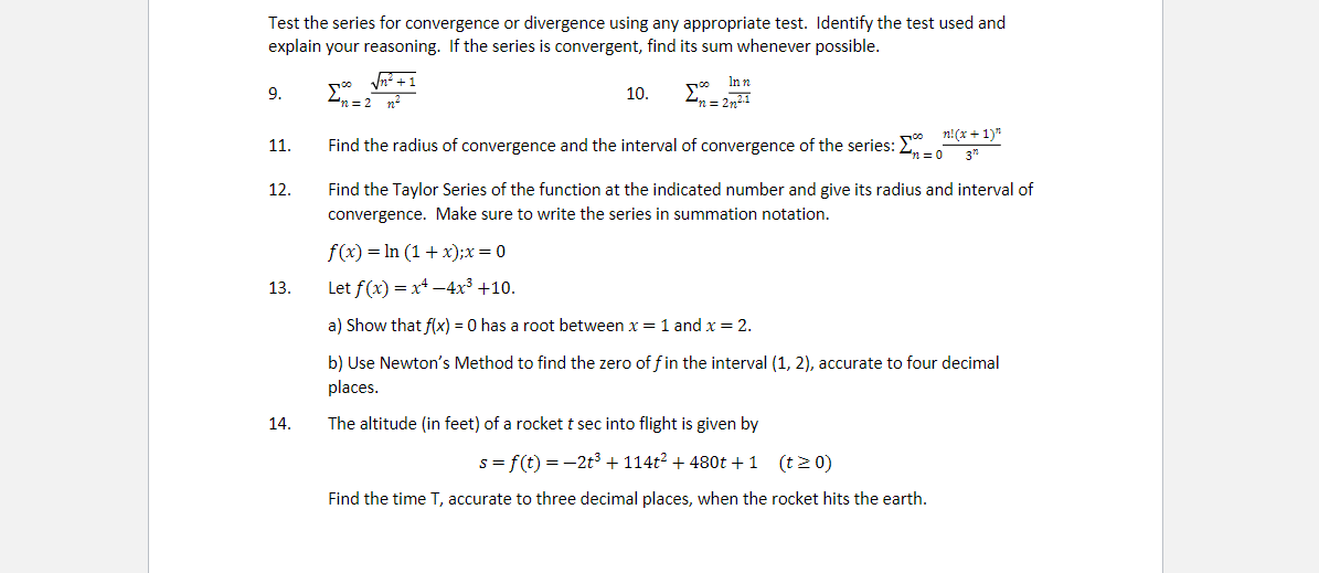 Solved Test the series for convergence or divergence using | Chegg.com