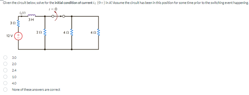 Solved Given the circuit below, solve for the initial | Chegg.com
