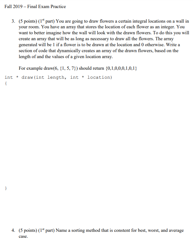 Solved Fall 2019 - Final Exam Practice 3. (5 points) ( 1st | Chegg.com