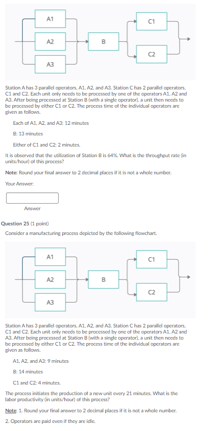 Solved A1 C1 A2 B C2 A3 Station A has 3 parallel operators, | Chegg.com