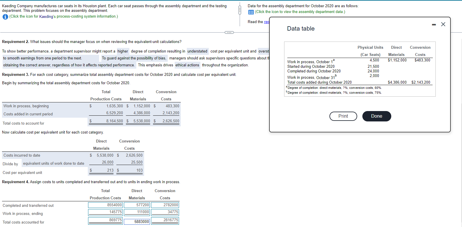 Solved Requirement 4. Assign costs to units completed and | Chegg.com