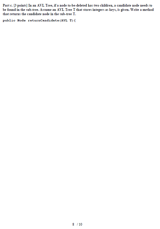 Solved Part c. [3 points] In an AVL Tree, if a node | Chegg.com