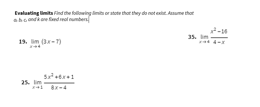 Solved Evaluating limits Find the following limits or state | Chegg.com